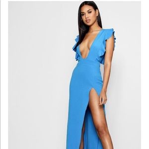 NWT deep plunge ruffle dress